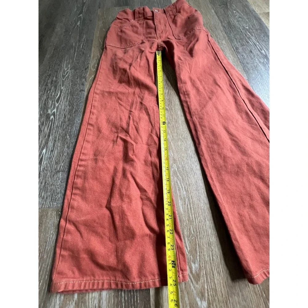 Old Navy Baggy Wide Leg Pants Girls XL 12 Rust Orange High Rise Built-In Tough